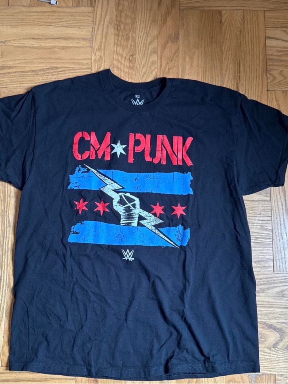 WWE Black Graphic Logo Tee with White Print